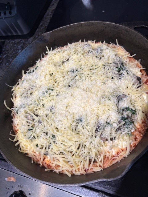 The layers are built and ready to bake.