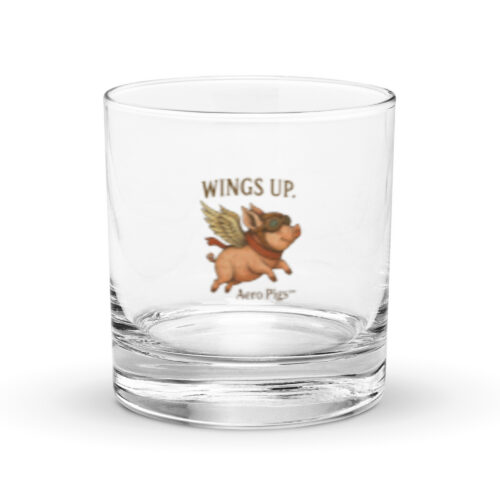 The Aero Pigs™ "WINGS UP" Rocks Glass